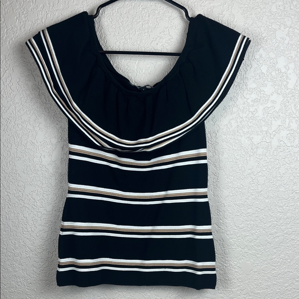 Striped Black Women's Top Sleeveless Layered Small White House Black Market